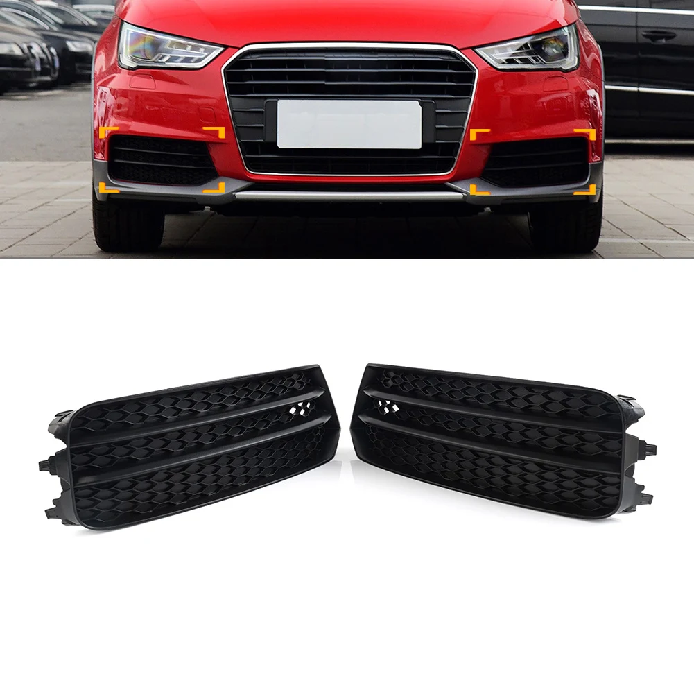 

2Pcs Black Car Imperforated Honeycomb Mesh Front Bumper Lower Air Guide Grille Cover For Audi A1 2014 2015 2016 2017 2018