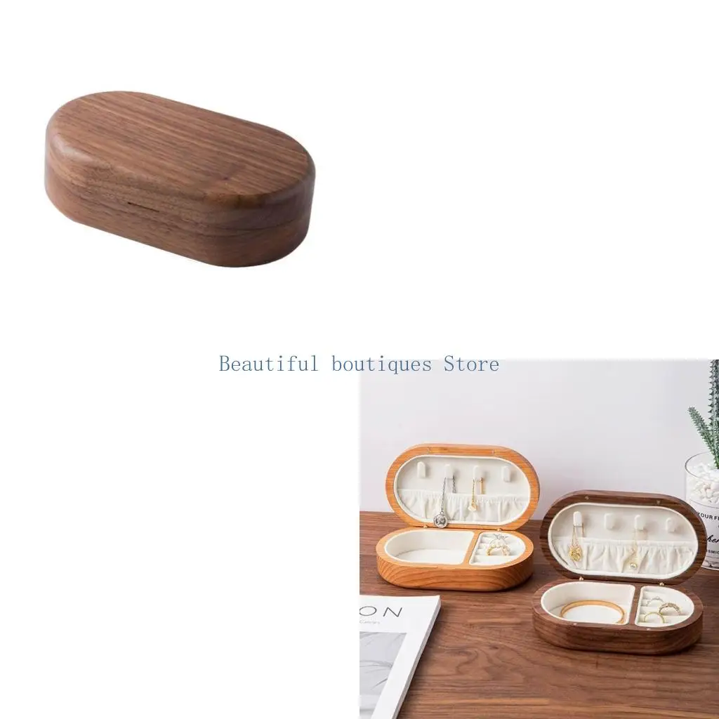 

U4LF Органайзер для ювелирных изделий Маленькая шкатулка для драгоценностей Деревянный футляр для ювелирных изделий для женщин