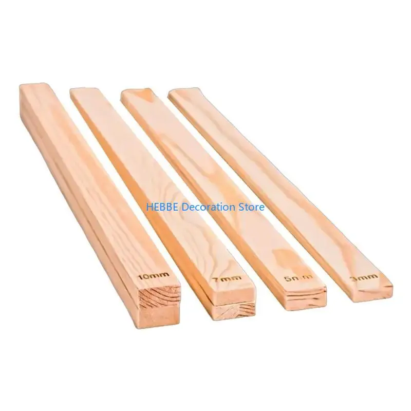 B0KC 8Pcs 3/5/7/10MM Ceramic Clay Board Guide Pine Strips Rulers Ceramic Tool Rolling Clay Cutting Guide Rails