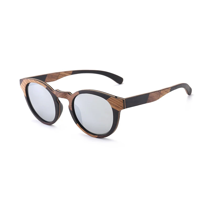 Handmade Vintage Round Wood Sunglasses Women Men Polarized Hand Crafted Walnut Ebony Wooden Frame Fashion Shades High Quality
