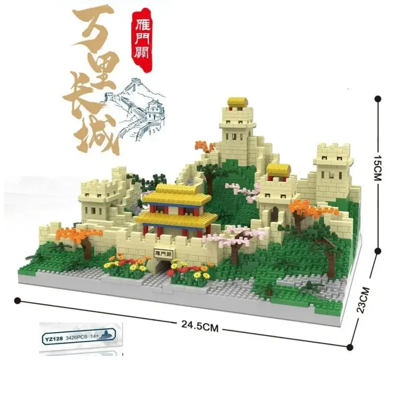 Mini Blocks Challenge Chinese Castle Architecture Great Wall Building Bricks Assembly Toy Man Gift Adults Present Girl Birthday