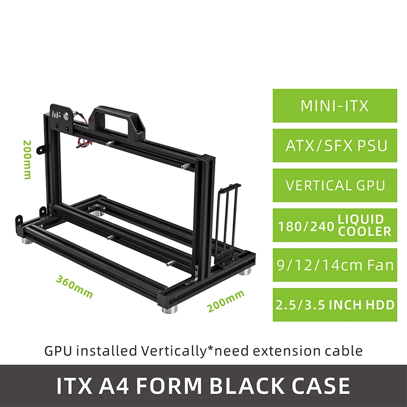 Gabinete Open Frame METALFISH Block Case ITX A4 Preto