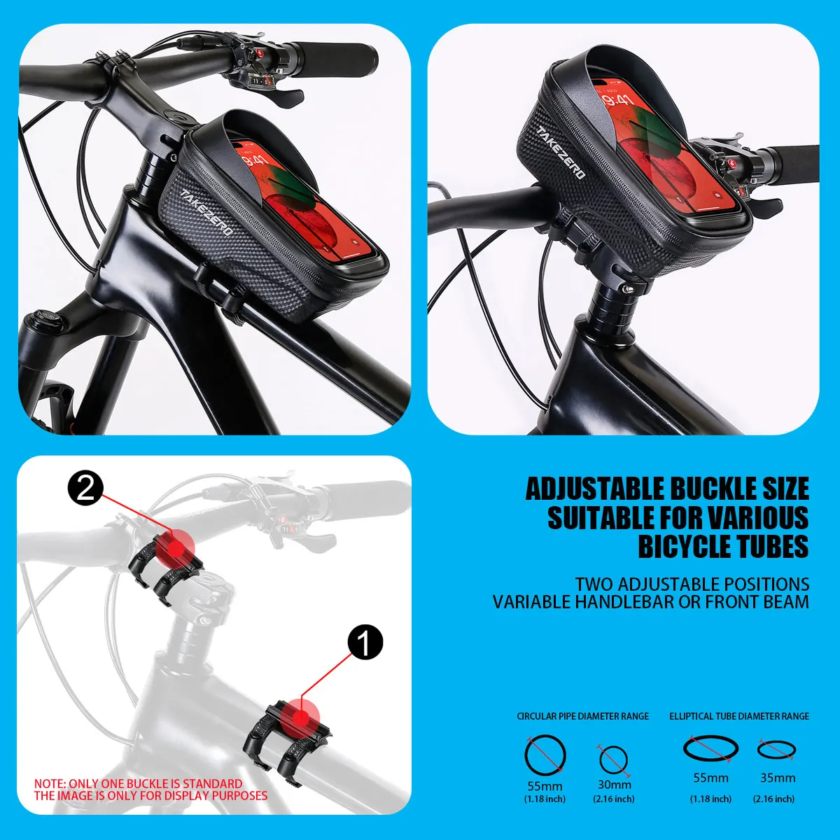 TAKEZERO A2X borsa da bicicletta con guscio rigido in EVA per Mountain Bike-borsa da barra anteriore a sgancio rapido per montaggio su manubrio,