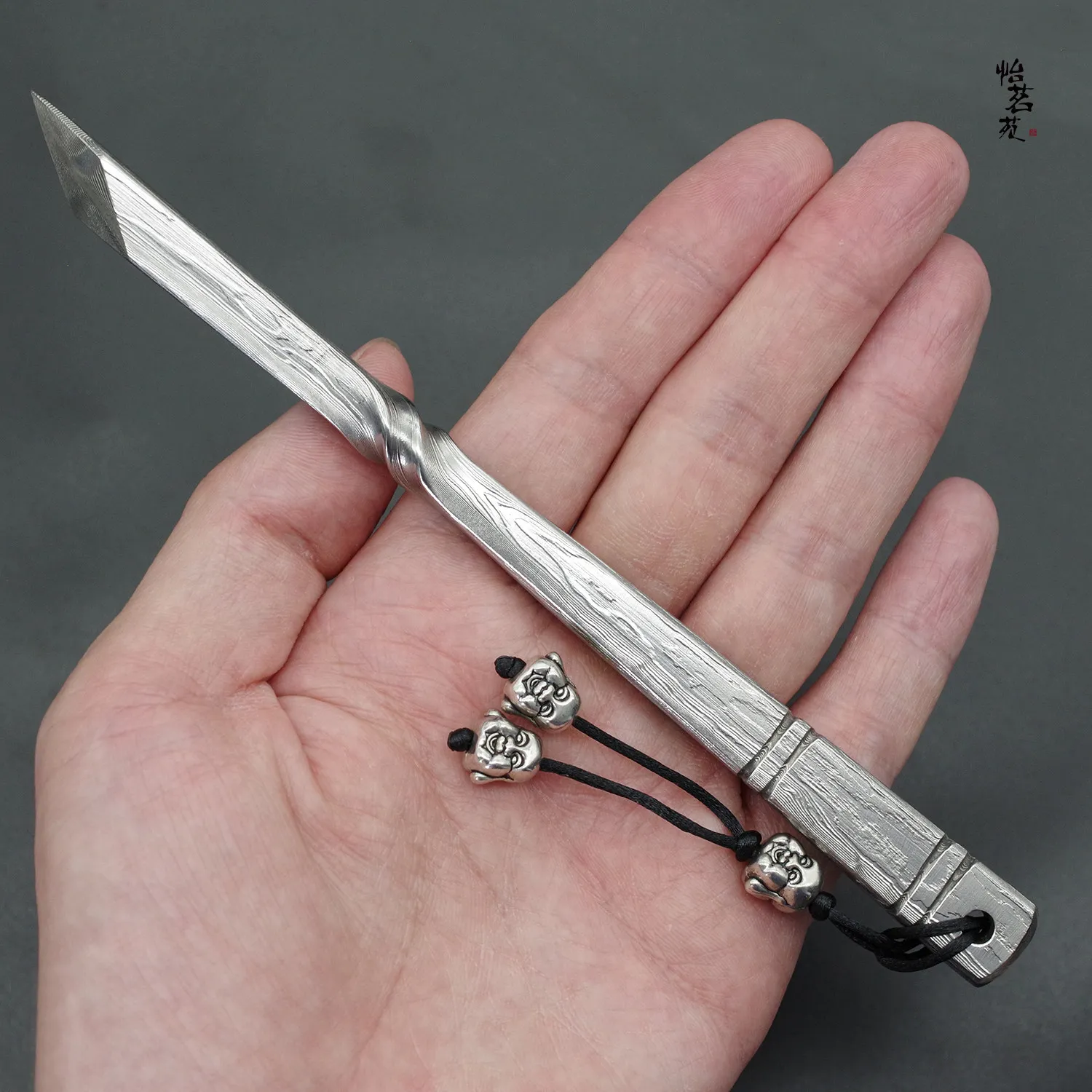 Longquan Hand-Forged Stainless Damascus Tea Pick Pu-erh Dark Tea Knife Special Tool for Breaking Tea Cake and Brick