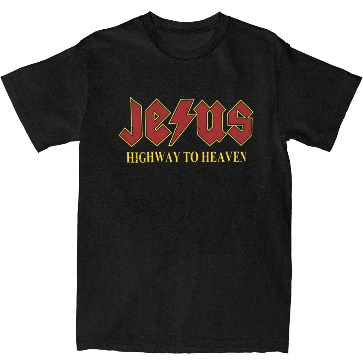 Jesus Rocks Highway To Heaven Merch T Shirts Cotton Tee Printed Christian Faith T-shirt Clothing