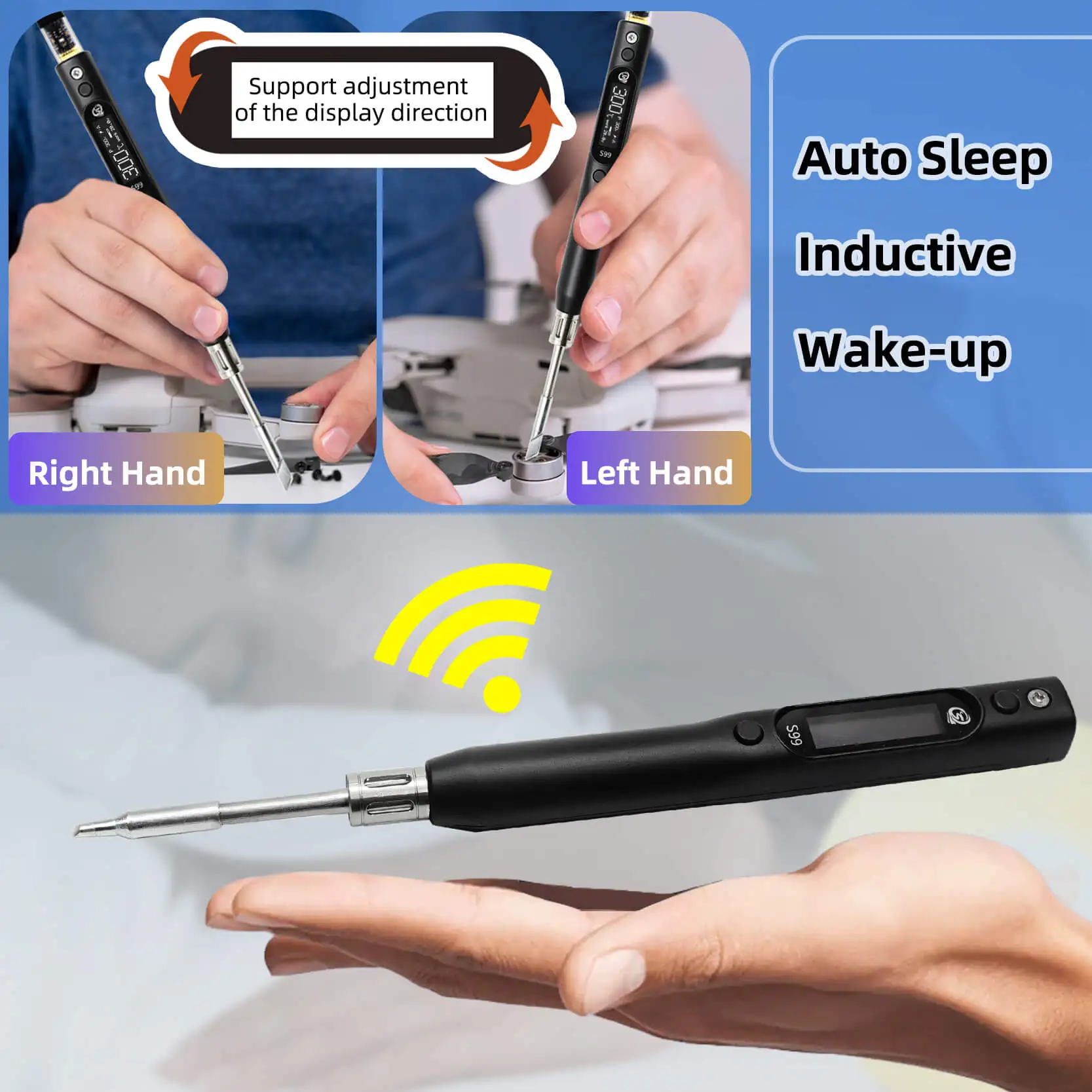 SEQURE S99 Repair Tool Max 75W/150W Soldering Iron Compatible with C245 Tip for Drone RC Model Welding Anti-static Welding Pen