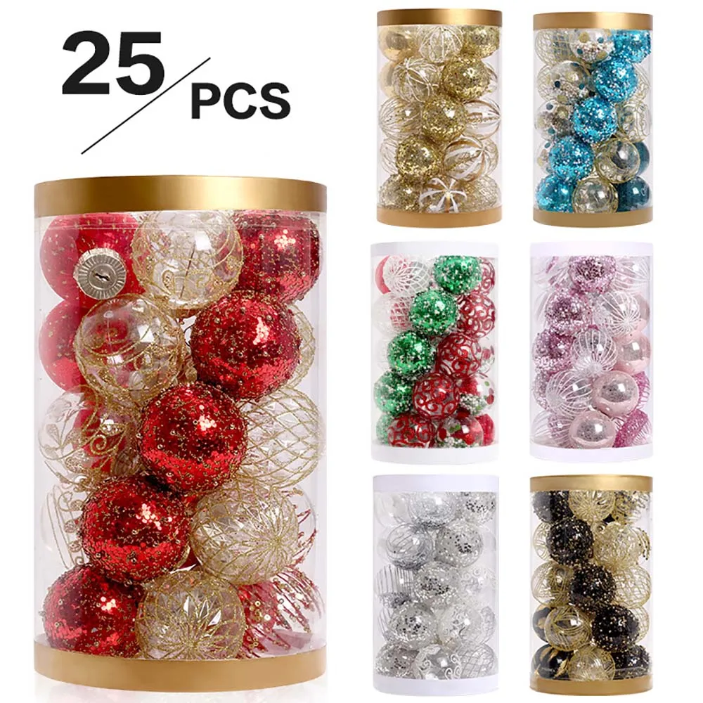 

1 Box 25pcs Christmas Tree Decorations Balls Ornaments New Year Decorations 2023 Large Sphere Hanging Christmas Items