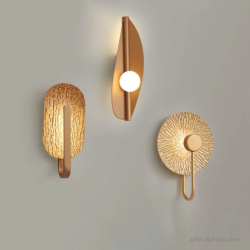 

Nordic Indoor Decor Bedside Wall Lamp Leaf Art Decor Bedroom Living Room Background Corridor Atmosphere Wall Light Fixture