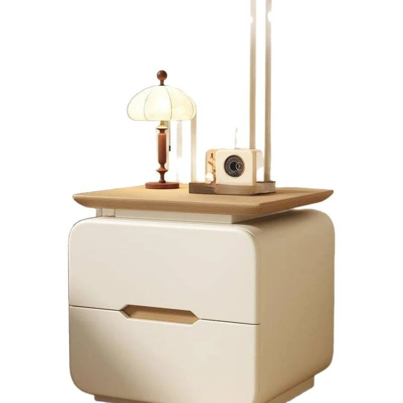 Installation-free solid wood bedside table 2025 new small household bedroom medieval cream style simple modern storage cabinet