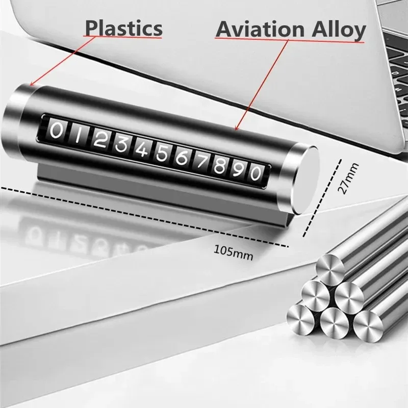 لوحة أرقام وقوف السيارات المؤقتة مع أرقام دوارة - شاشة عرض لوحة قيادة السيارة من سبائك الألومنيوم، رقم قابل للتعديل لوقوف السيارات الآمنة #2