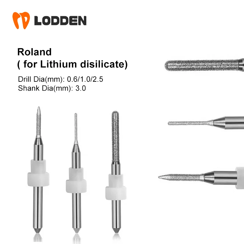 

Dental Milling Burs Roland For Dental LIthium Disilicate Grinding 1pcs Coating D3 40 2.5 1.0 0.6