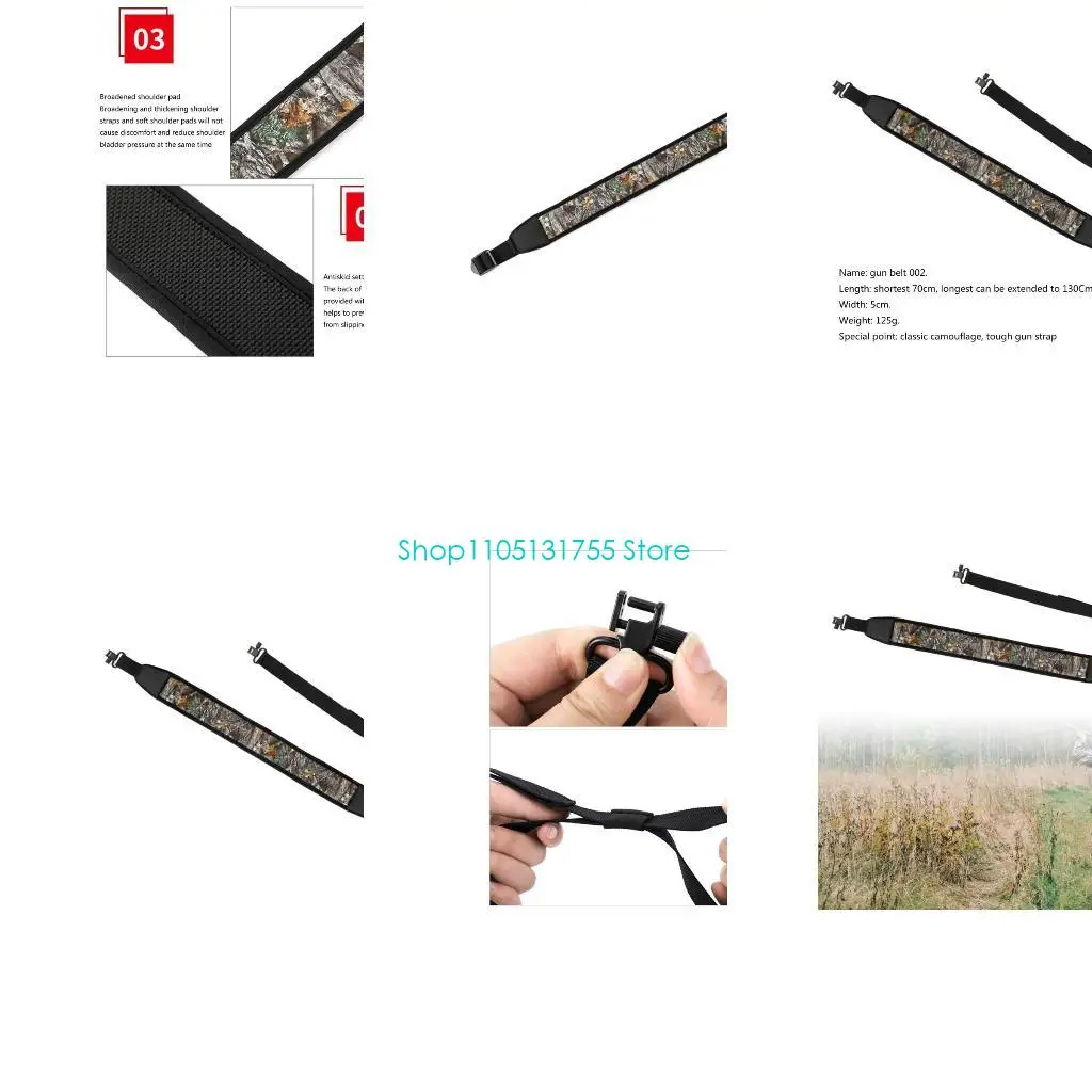 

K0EF Tactically Sling Shoulder Strap Wide Carrying Strap 2 Point Rifles Strap Comfortable Shoulder Support Sling Strap