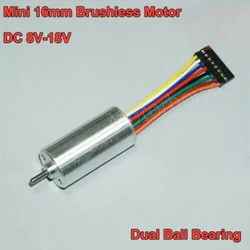 Mini 16mm*32mm BLDC Brushless Motor DC 12V 8200RPM Inner Rotor Hall Sensor Strong Magnet Micro 3-phas 8-wire Brushless Motor