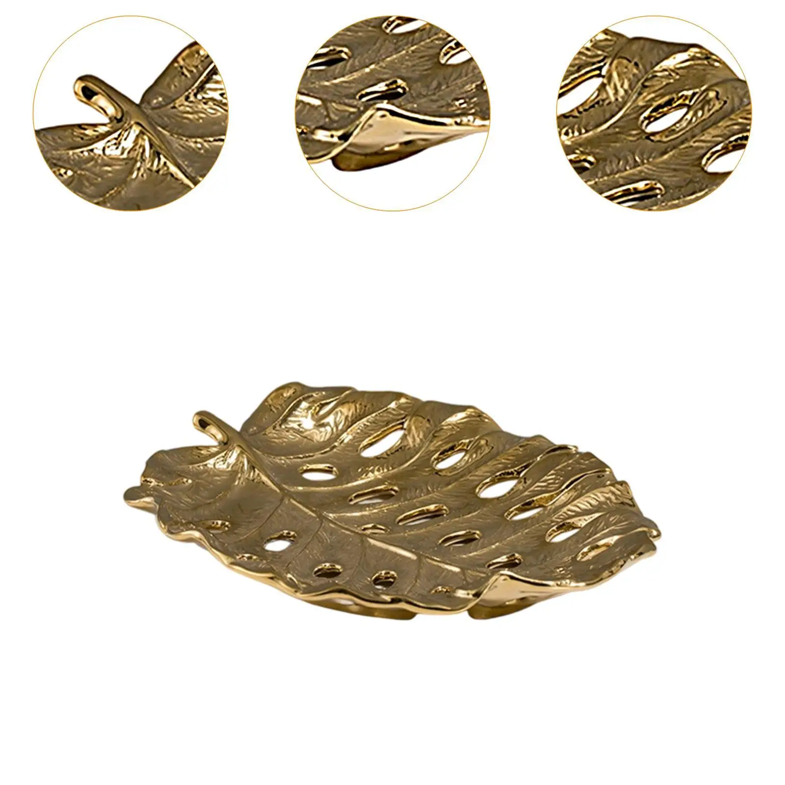 صينية مجوهرات على شكل أوراق شجر طبق منظم طبق حلية لخزائن سطح المكتب وأذنين غرفة المعيشة وطاولة الزينة #5