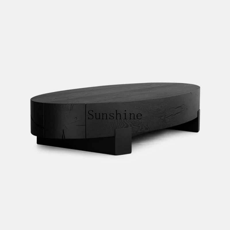 

Nordic minimalist living room low table creative wabi sabi black retro solid wood coffee table
