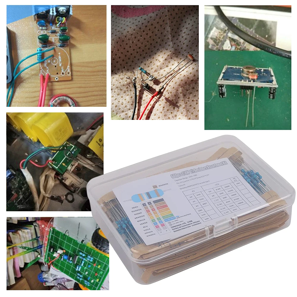 300/600 قطعة المقاوم من غشاء معدني حزمة متنوعة 10R-1M المقاومة المعدنية فيلم المقاومة مجموعة متنوعة 1% 1/4 واط