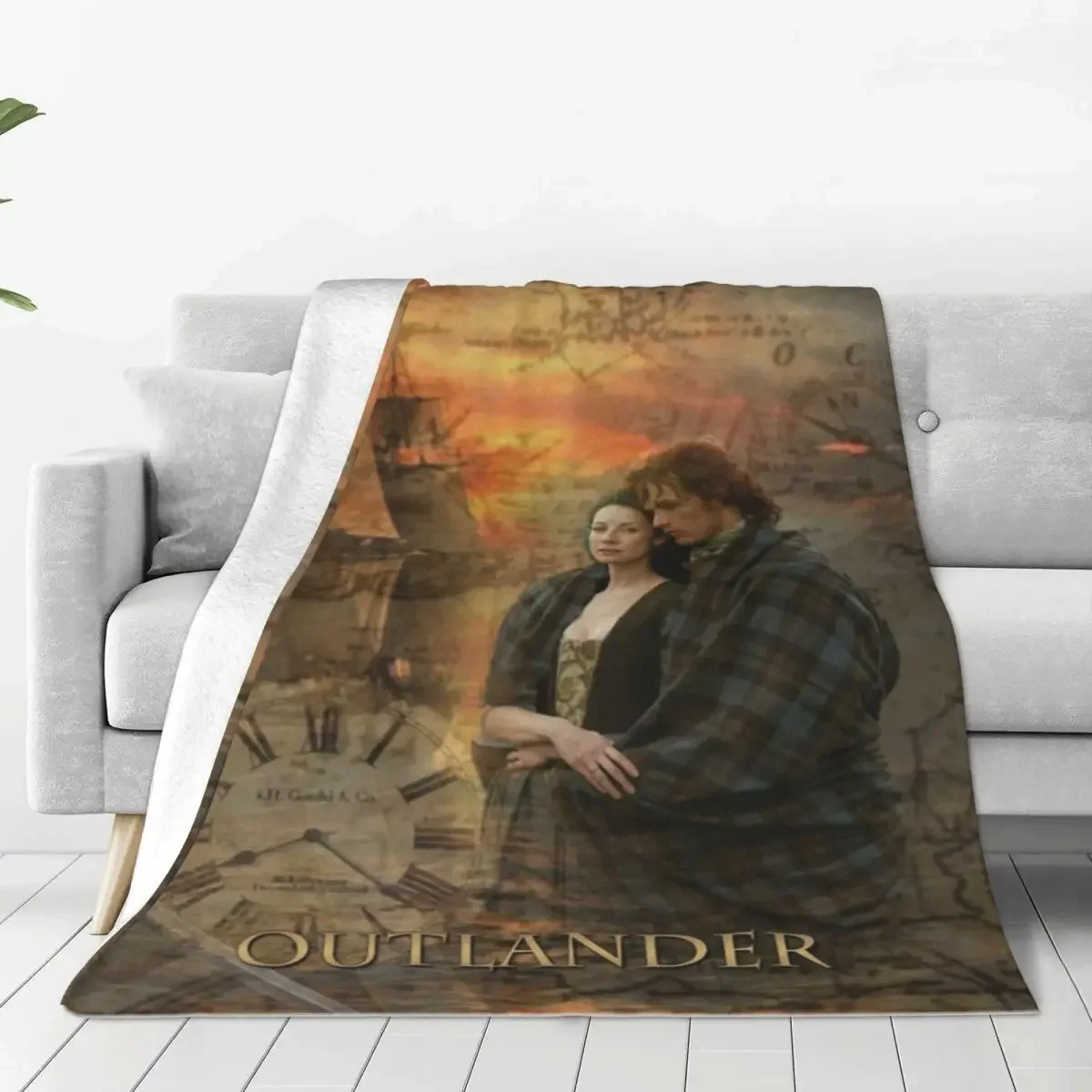 Outlander Soft Durable Blanket Jamie and Claire Vintage Travel Throw Blanket Winter Novelty Flannel Bedspread Sofa Bed Cover