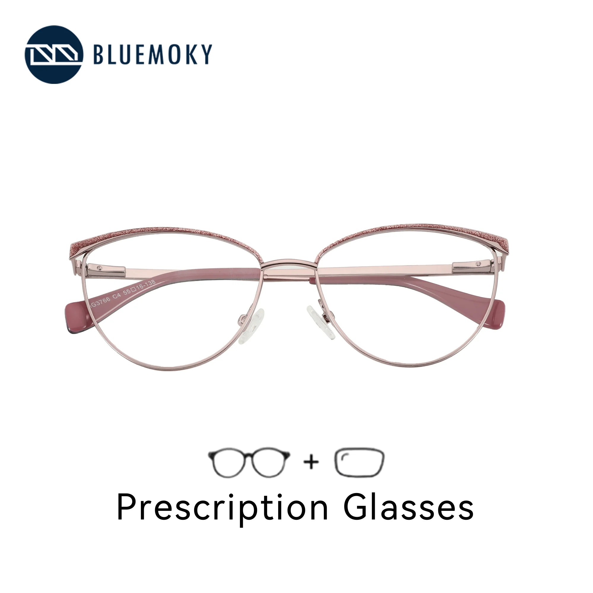 

BLUEMOKY Butterfly Metal Prescription Eyeglasses For Women Photochromic/Myopia Optical Glasses Progressive Eyewear
