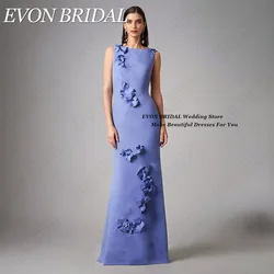 EVON BRIDAL Flowers Sleeveless Evening Gowns Satin Mermaid Floor Length Elegant فساتين سهرة Party Dress Scoop Neck Custom Woman