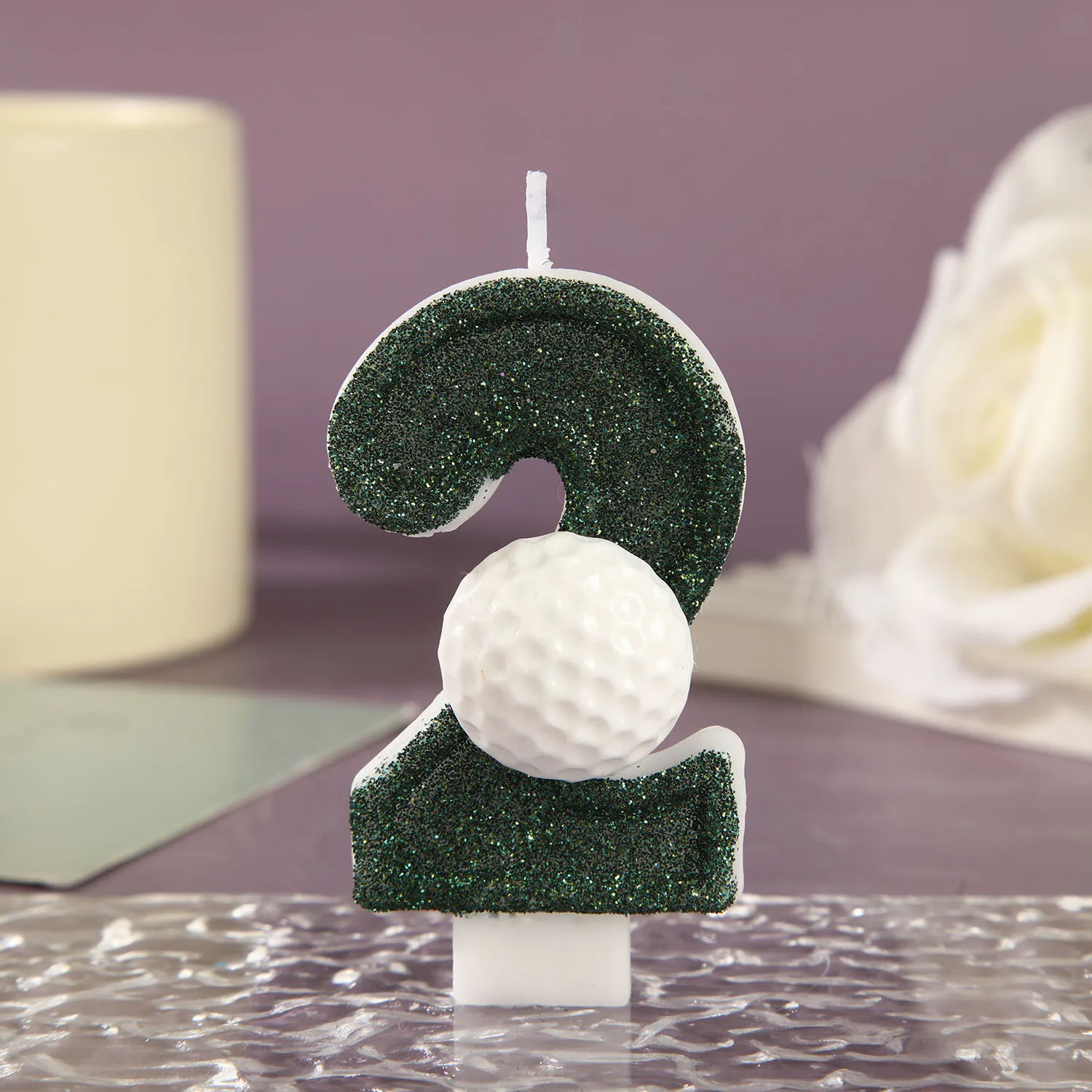 Dark Green Sequined Birthday Candles 0-9 White Golf Ball Number Candles Dessert Cake Plug-in Festive Party Atmosphere Decoration - view 2