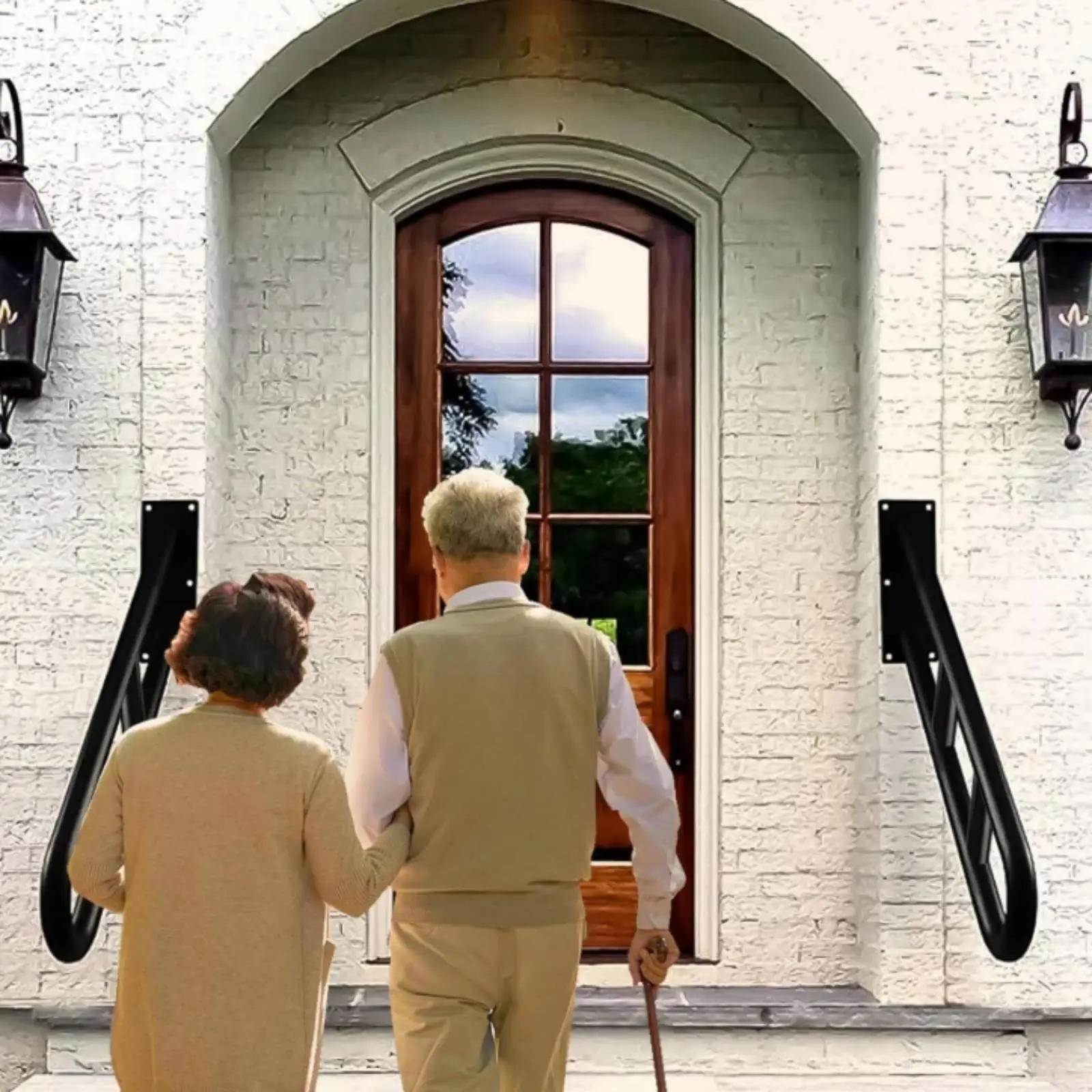 Wall Mounted Outdoor Handrail U Shaped Zinc Alloy Stair Support Rail for Seniors and Children