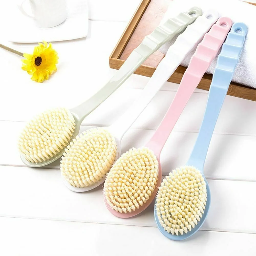 1pc Long Handle Bath Brush Soft Hair Silicon Shower Bathroom Shower Foot Washing Brush Rubbing Mud Brush Bathroom Accessories