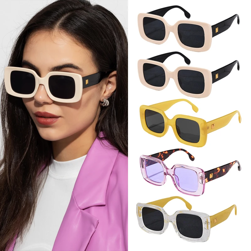 

5pcs Vintage Square Sunglasses Women Anti ultraviolet Brand Rectangle Sun Glasses Female Fashion Candy color Eyeglasses UV400