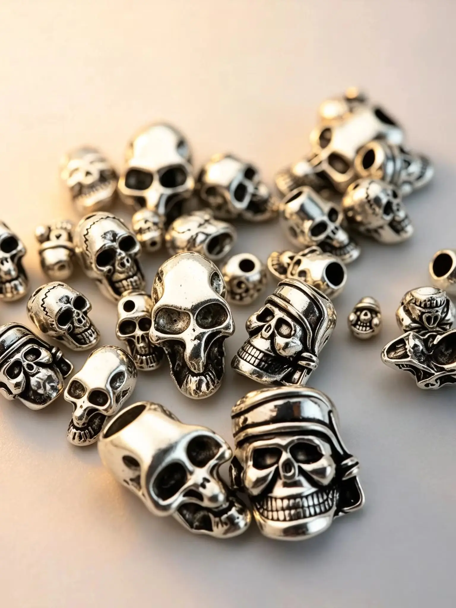 20 Stück/Packung tibetische silberne Totenkopf-Metallperlen für Schmuckherstellung, handgefertigte Armbänder, Halsketten, Schmuckzubehör – Detail 6