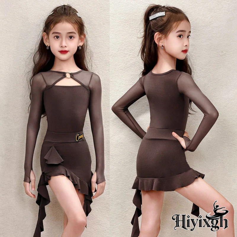 

Детская одежда для бальных танцев, костюм для соревнований по самбе и латинским танцам для девочек, одежда для сальсы и румбы для детей