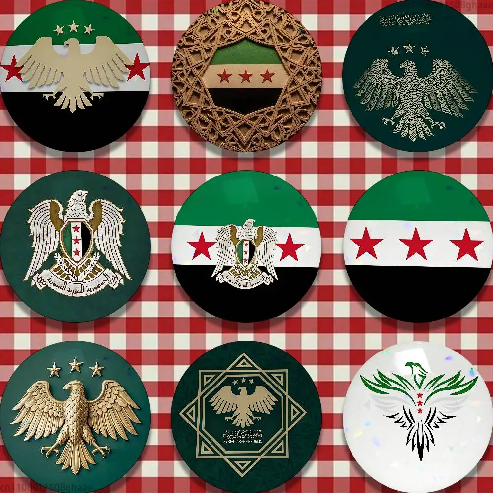 

Eagle Syrian New 2026 Logo Flag 58mm Icon Badge Handmade Tinplate Brooch for Backpack Clothes Chest Ornament Gifts