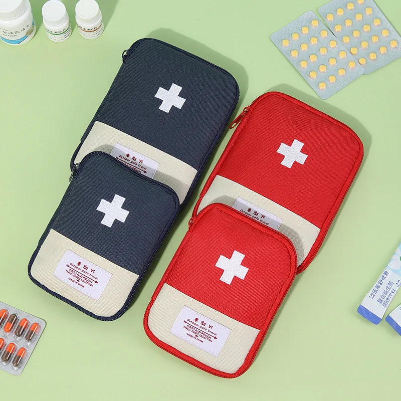 Botiquín de primeros auxilios portátil y duradero para viajes, acampar al aire libre, mini bolsa de almacenamiento de medicina, pastillero de supervivencia de emergencia