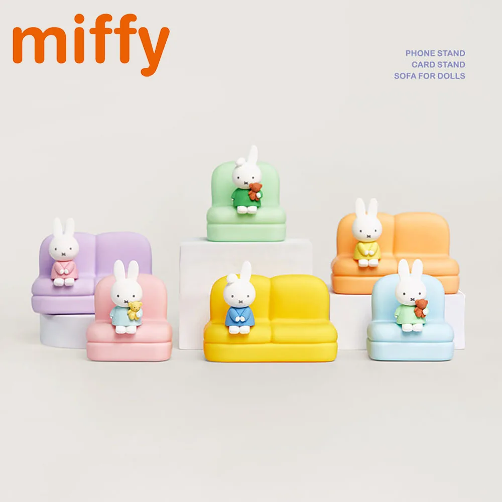 Caja ciega Original Kawaii Miffy, adorno de escritorio, sofá de conejo de dibujos animados, Idea creativa, soporte para teléfono móvil, regalo de Festival para niña