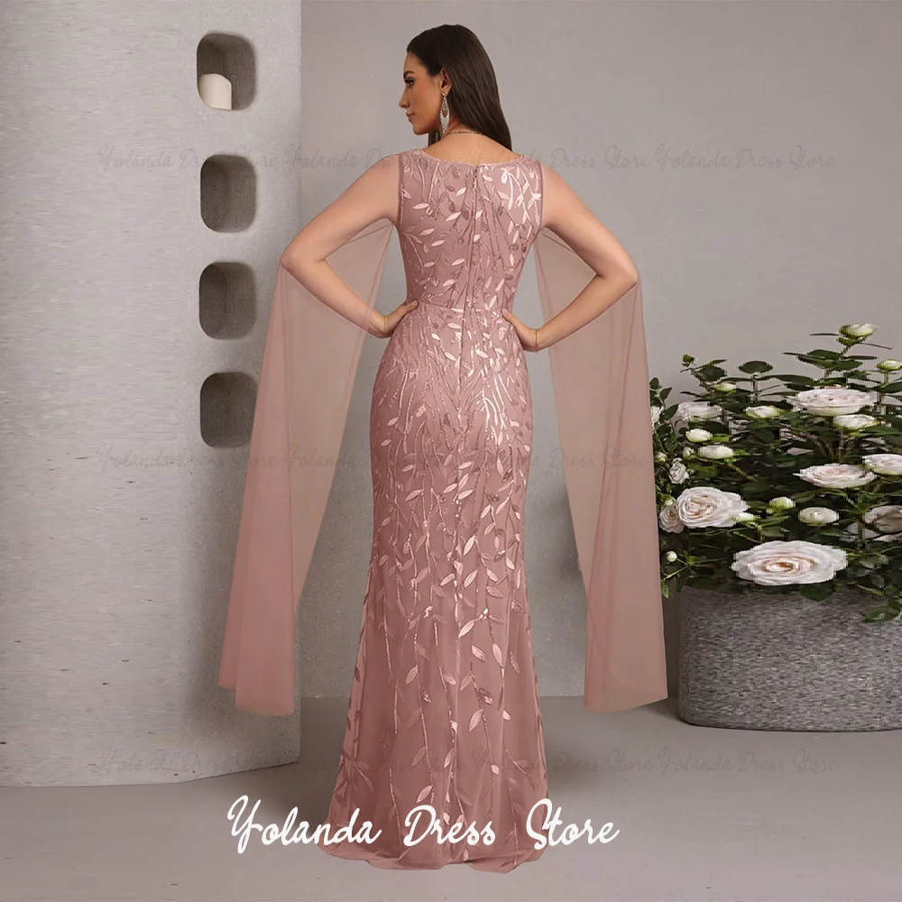 Yolanda Customized Gorgeous Mother of The Bride Dress 2026 New Sequins Appliques Mermaid V-Neck Long Formal Wedding Guest Dress