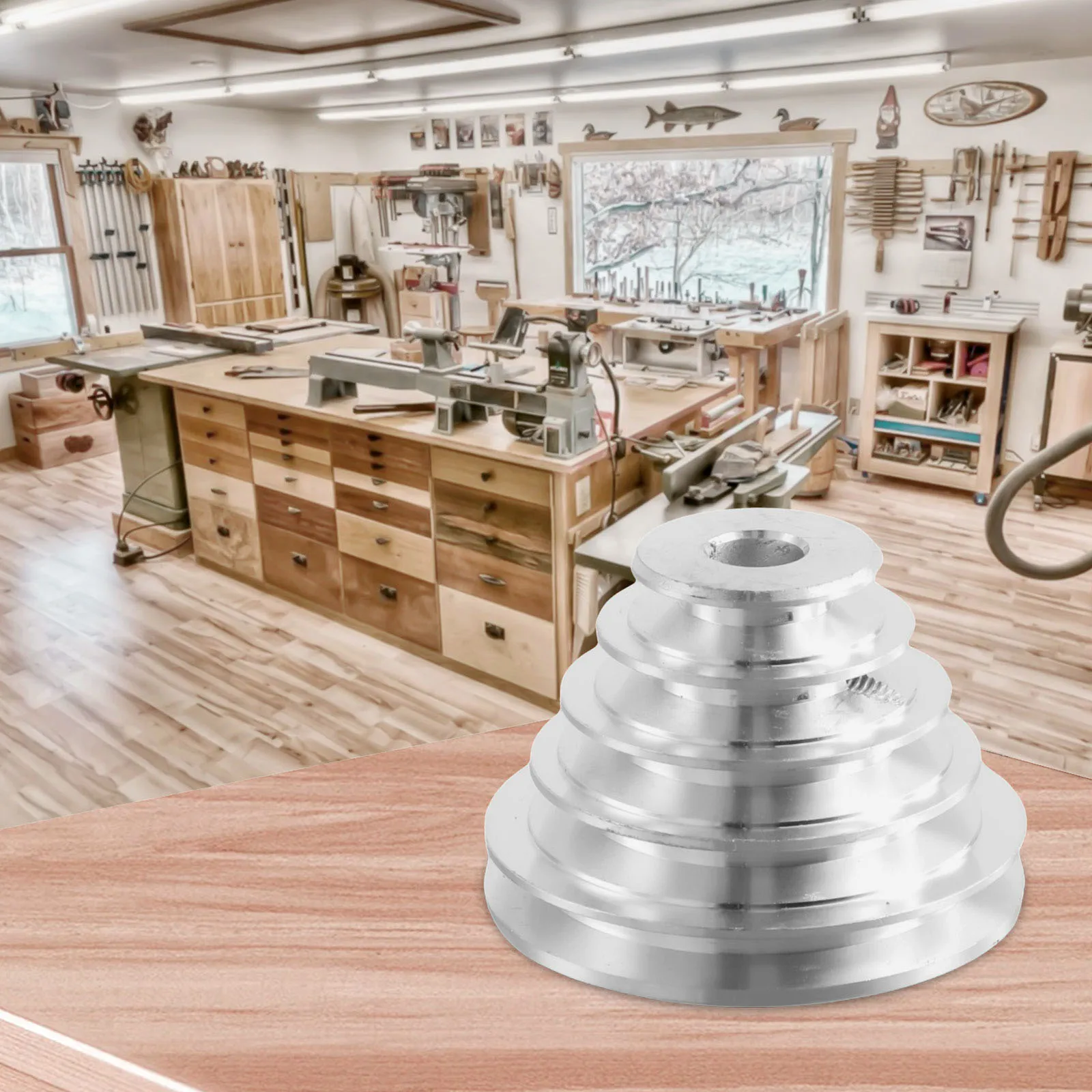 

14 22mm Step Pagoda Pulley Wheel Transmission For A Type V Shaped Timing Belt Motor Shaft Drive For Benchtop Drill Press