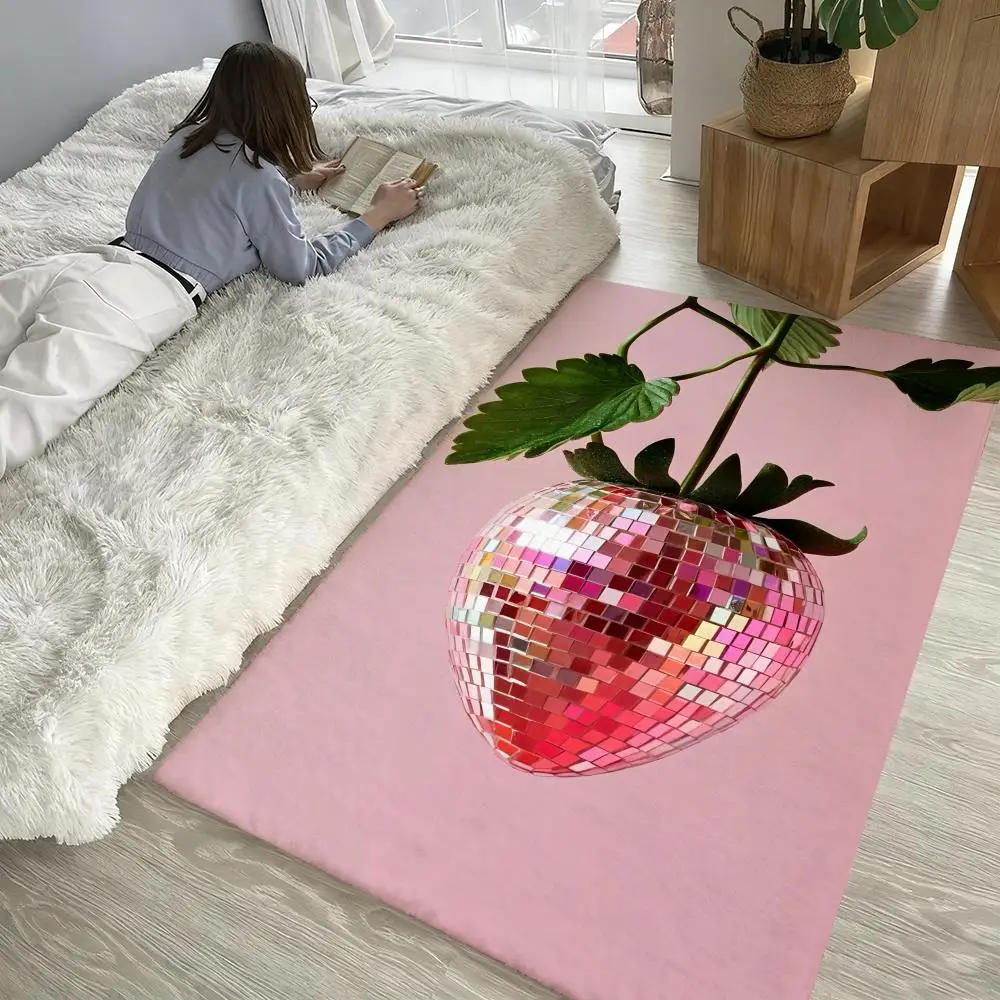 

Disco fruit fashion funny Floor Mat Soft Thickened Non-Slip Door Mat for Living Room Home Decor Flannel Rugs