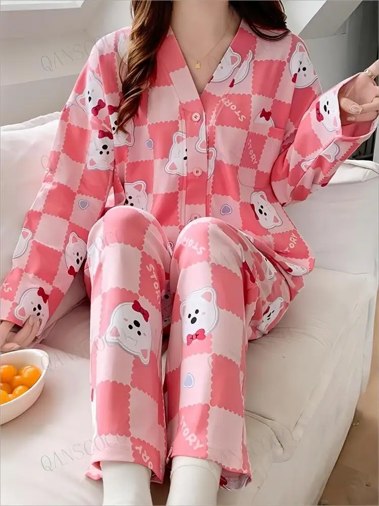 Women's Home Suit Clothing Underwear Women Set Korean Pajama Big Size Pink Pajamas Dressing Gown New In Sleepwear