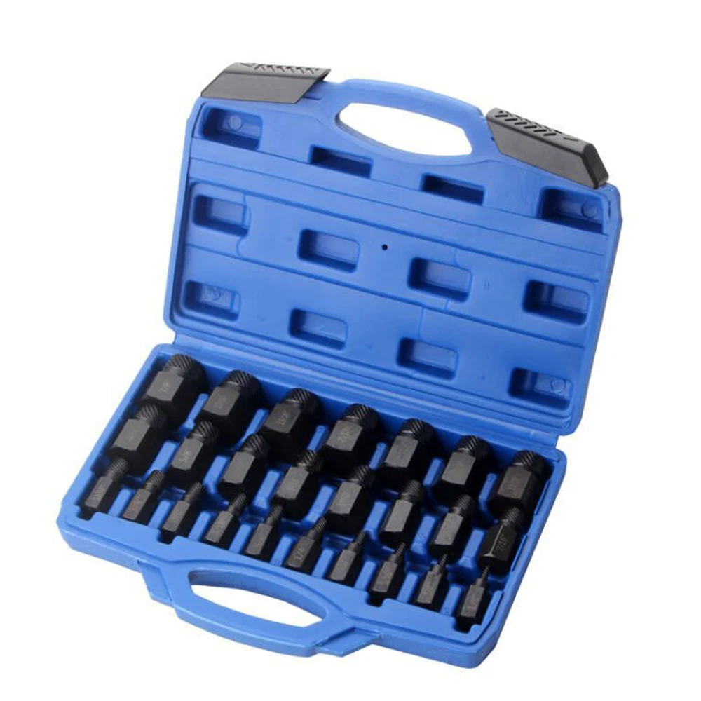 25PCS/set Screw Extractor Set Broken Bolt Remover Useful Pins Spiral & Nut Extractors Stripped Screws Studs Fittings Extraction