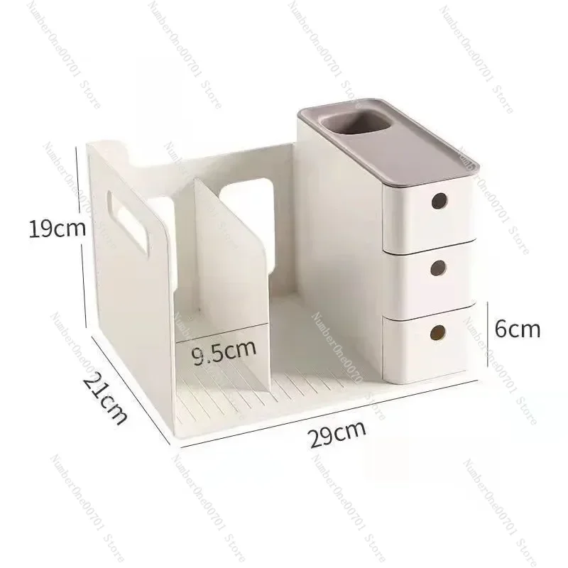 

File Storage Box Desktop Organizer with Drawer Desktop File Bookshelf Multi Functional Suitable for Office School Home