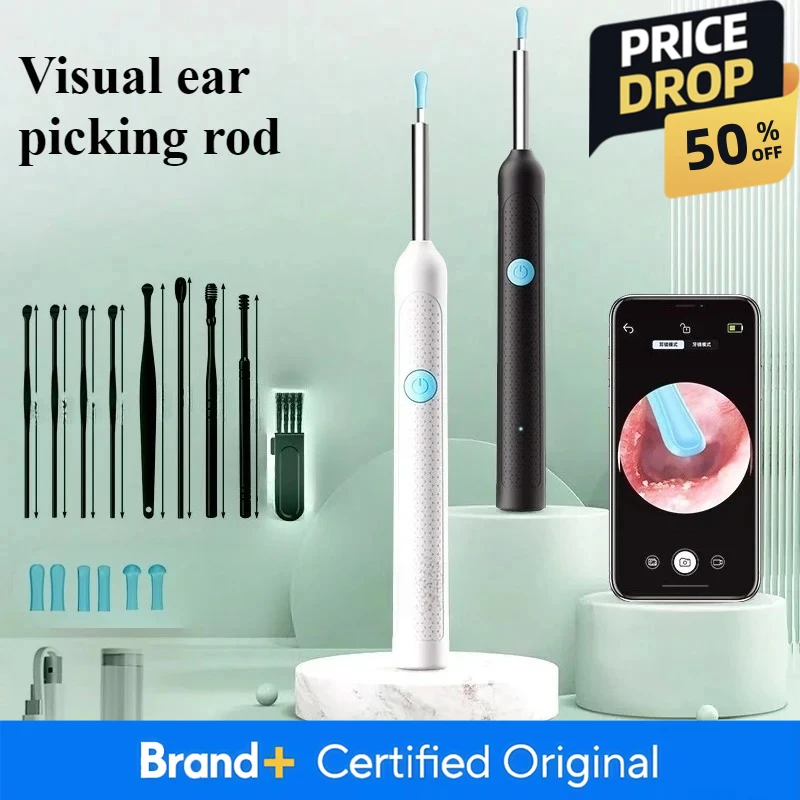 Palillos para los oídos visuales inteligentes, otoscopio, endoscopio, herramienta de eliminación de cera, Mini cámara, cuidado de la salud, limpiador de oídos, limpieza de Canal, 8 megapíxeles