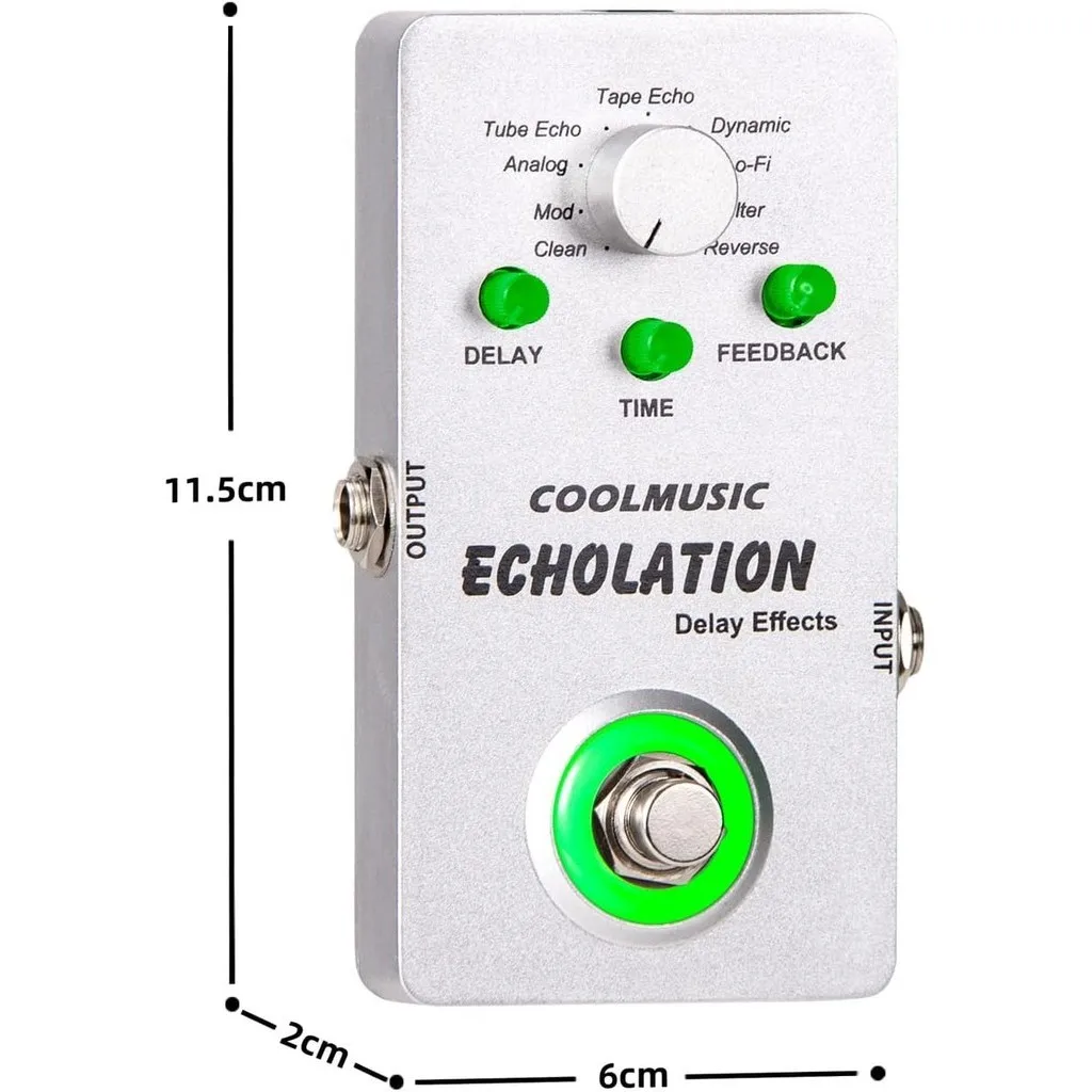 COOLMUSIC A-DE01 Digital Delay Guitar Pedal Echolation Digital Delay Pedal with 9 Effects