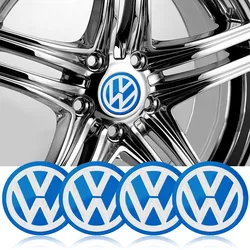 4Pcs Black/Blue Car Emblem Wheel Hub Center Stickers Accessories For Volkswagen Lavida POLO Tiguan Passat Golf EOS Scirocco Bora