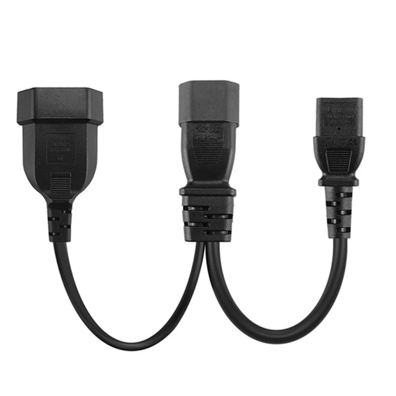 Y Type Splitter Power Cord,Iec320 3 Pin C14 To Male C13+2 Hole Eu 4.0Mm Female Socket Ac Power Cord