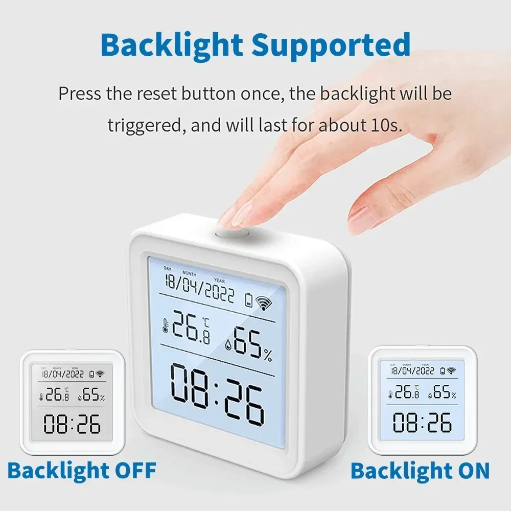 Tuya novo wifi sensor de umidade temperatura vida inteligente backlight higrômetro termômetro sensor suporte alexa google assistente casa