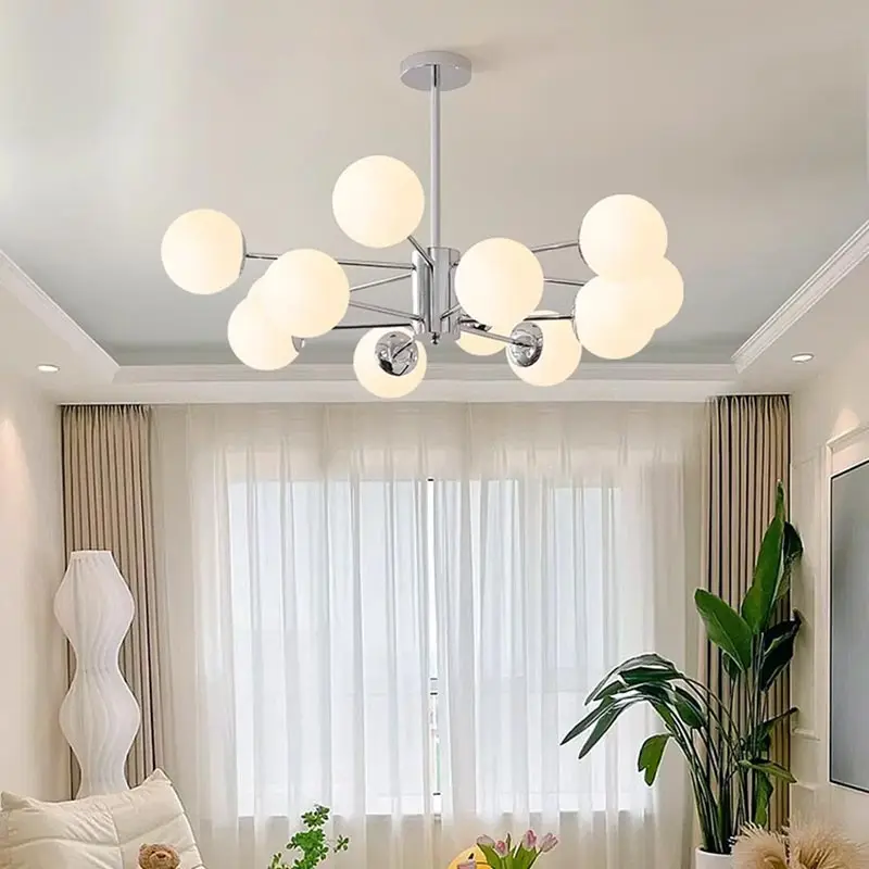 Modern Chrome Led Ceiling Chandelier Glass Ball Pendant Light Fixtrue Living Room Bedroom Home Decor Hanging Lamp Home Appliance image 2