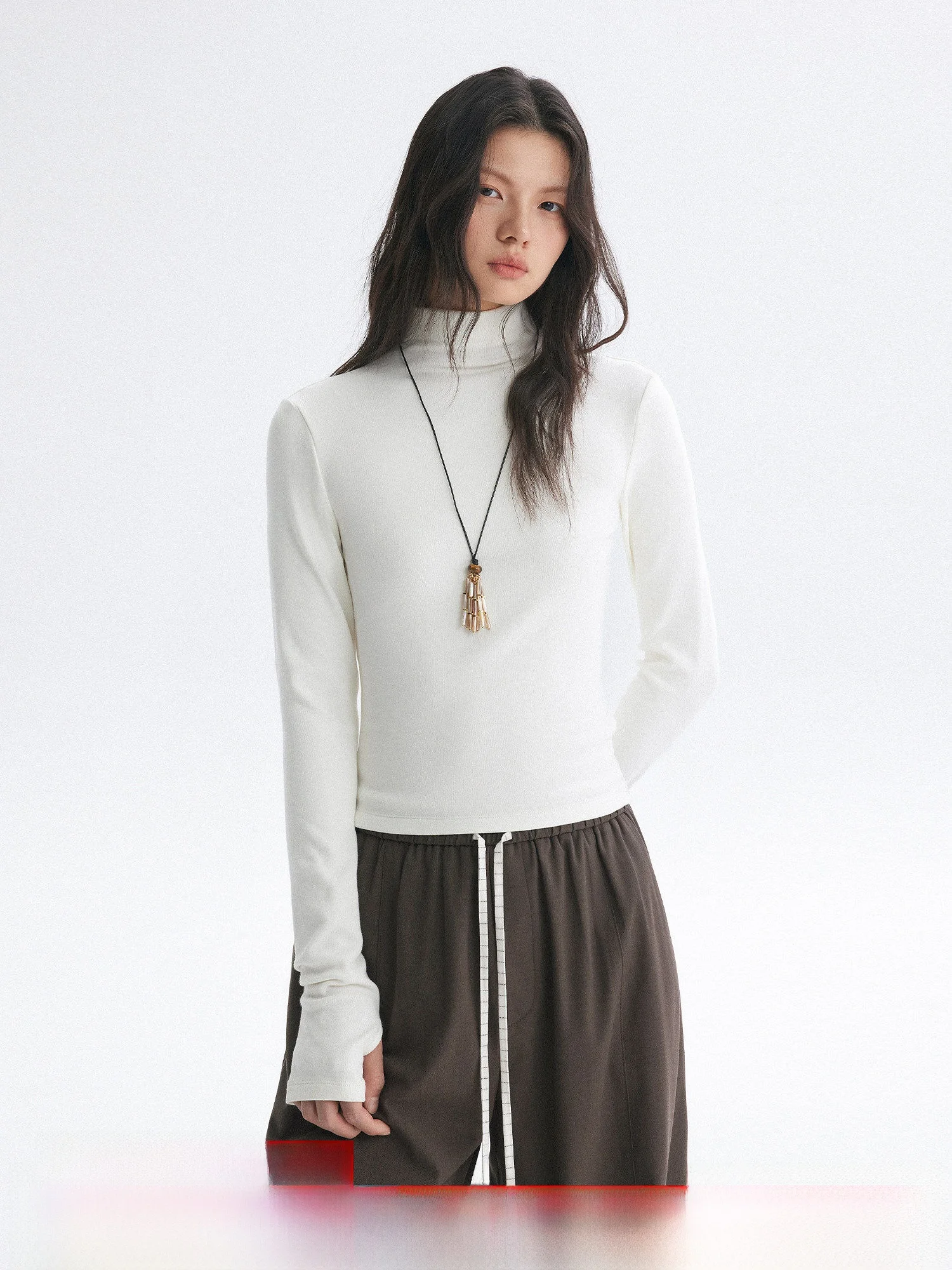 

Женская футболка с высоким воротником и флисовой подкладкой, белая, облегающая, базовый слой, внутренняя одежда, топ от Molycho, весенняя коллекция, хлопковая смесь