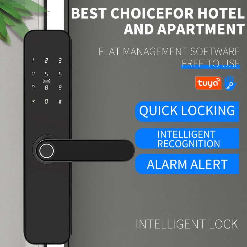

TTLOCK Tuya Smart Door Lock Indoor Password Fingerprint Remote Unlock Keycard Tamper Alarm Battery Powered Work With Alexa