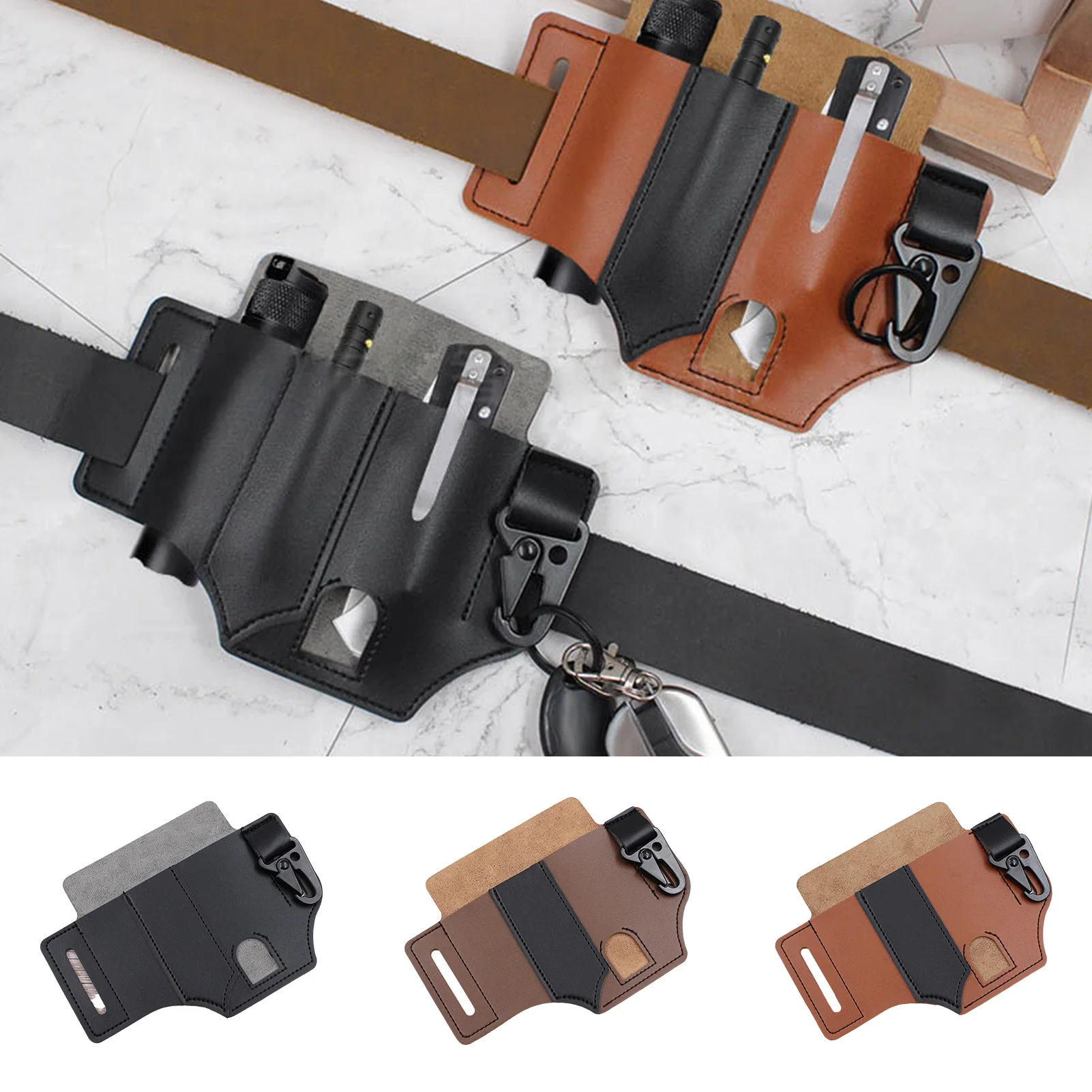 Multi Tool Belt Leather Bag Portable Tool Storage Bag Holster Outdoor Camping Hunting Waist Leather Pocket Dropshipping