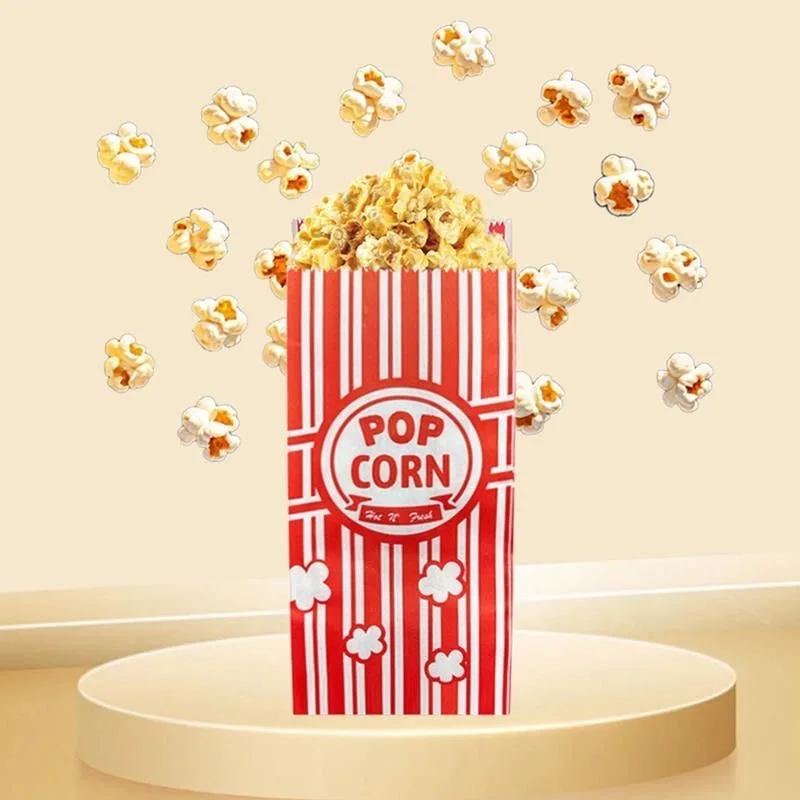 

100 упаковок бумажных пакетов в стиле ретро для попкорна — контейнеры для карнавальных закусок/погурочных изделий для киноночных ночей, свадебных и дня рождения