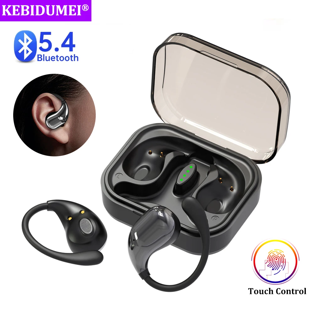 Bluetooth 5.4 Headphones Wireless Ear Hook Earphones HiFi Stereo Waterproof Headsets Long Standby Noise Reduction Touch Earbuds