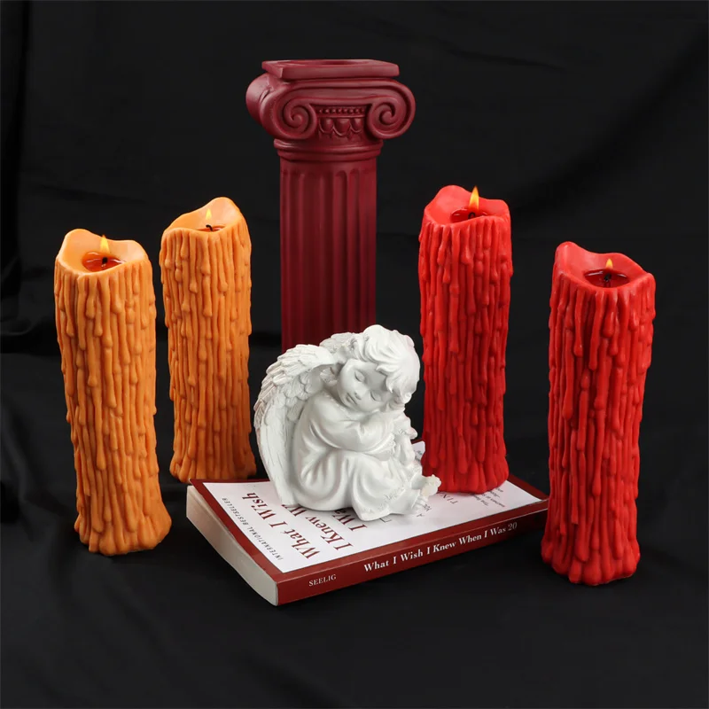 3D Tropfen voller Säule Kerze Form DIY Bitterer Kürbis Muster geformt Harz Handwerk gewellte Silikon Aromatherapie Form für Home Decor